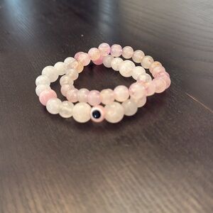 Elegant Pink and White Beaded Bracelets (2)